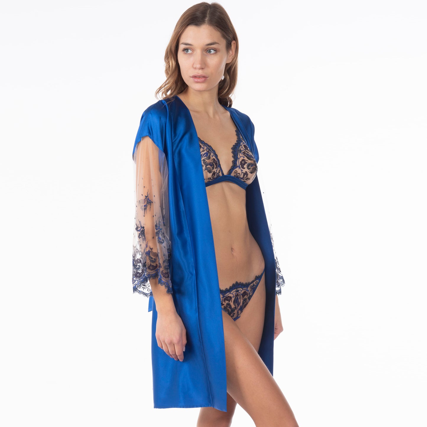 Blue Short Silk Kimono