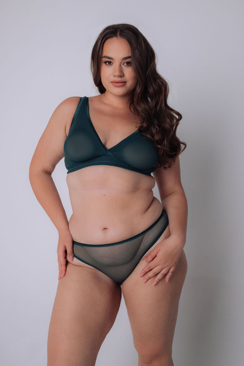 Amber Green Mesh Curvy Bralette