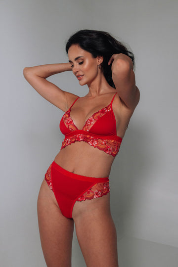 Red Orchid High Waist Thong