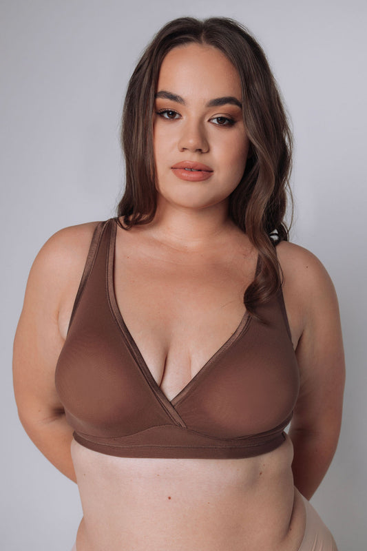 Mocha Chocolate Mesh Curvy Bralette