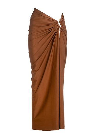 Bamboo Midi Ring Lycra Coconut Brown Skirt