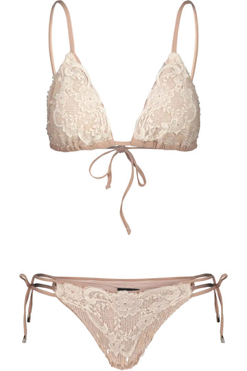 Lace Beige Triangle Bikini