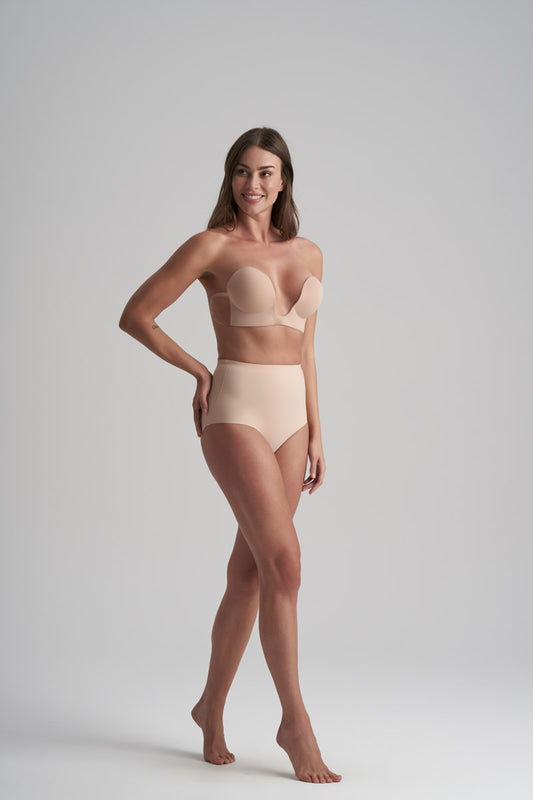 Adhesive Seamless U-Style Beige Bra