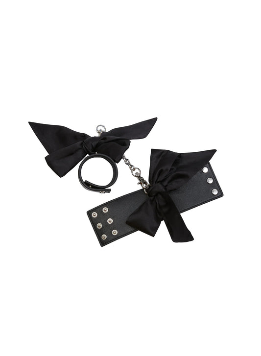 Leather Cuffs With Silk Bowls